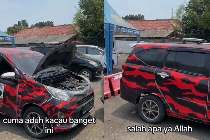 Daihatsu Sigra Rental berubah 180 derajat. Awalnya hitam kini jadi skin loreng