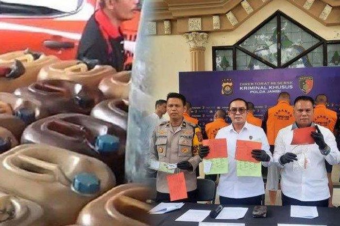 Konferensi Pers Polda Jambi pengungkapan penjualan BBM Subsidi ilegal yang merugikan negara Rp 6,2 miliar
