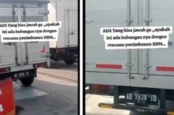 Dua mobil boks isi solar pakai pelat nomor yang sama di SPBU Boyolali