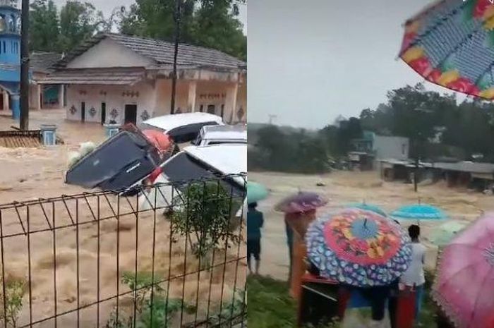 Mobil terbawa arus akibat banjir bandang di Sukabumi