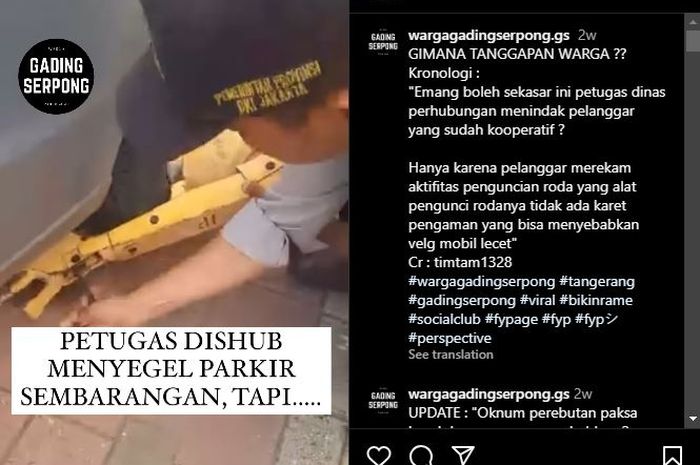 tangkap layar video viral, petugas Dishub bertindak kasar ke pelanggar yang parkir sembarangan meski sudah kooperatif