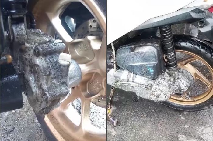 Ratusan motor rusak, mesin mogok, cat mengelupas dan tangan pengendara gatal serta mata perih terkena cairan kimia ketika melintas di jalan raya Padalarang-Purwakarta, kabupaten Bandung Barat, Jawa Barat