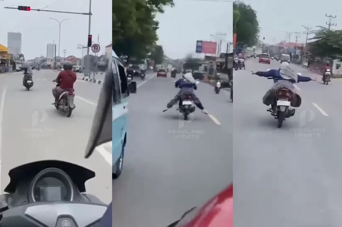 Emak-emak freestyle di jalanan Tegal