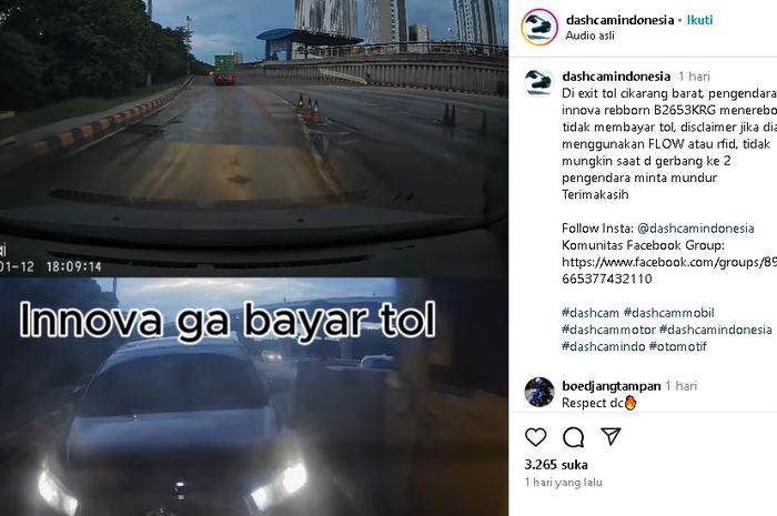 Detik-detik Innova kabur dan tak membayar tol di Gerbang Tol Cikarang Barat