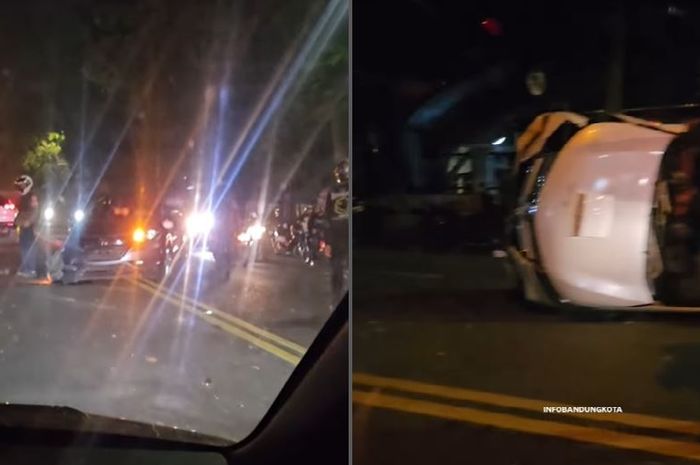 Honda HR-V tabrak Daihatsu Xenia dan Honda Vario di Jl PHH. Mustopa, depan ITENAS Cibeunying Kaler, kota Bandung, sekitar pukul 00:30 WIB, (2/2/25).