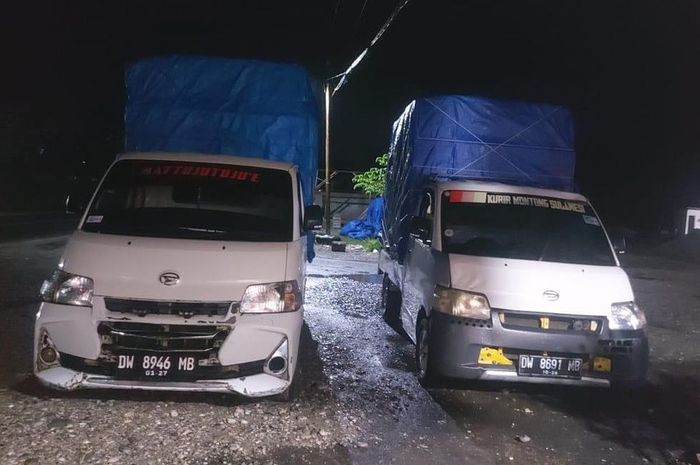 Barang bukti dua dari lima Daihatsu Gran Max yang digunakan menyelundupkan ribuan gas elpiji 3 Kg di Luwu Timur saat kelangkaan terjadi