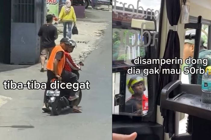 tangkap layar aksi pungli di Bandung yang menyasar rombongan bus wisata