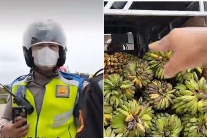 Anggota Polisi dari Satlantas Polrestabes Palembang, Aipda Syarif Hidayat menuduh sopir Isuzu Traga muatan pisang bawa sabu di gerbang tol Kramasan
