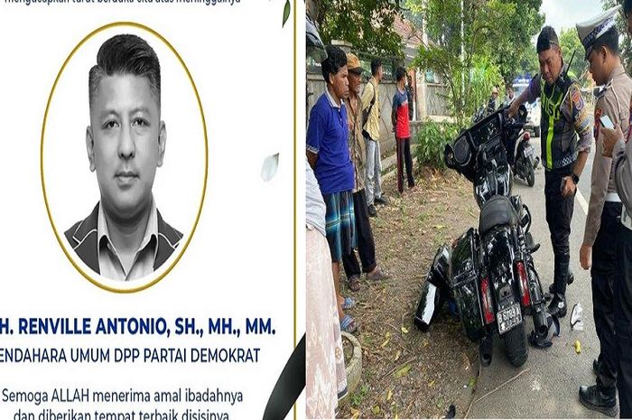 Bendahara Umum DPP Partai Demokrat, Renville Antonio meninggal dunia karena kecelakaan moge naik Harley-Davidson Street Glide di Asembagus, Situbondo, Jawa Timur