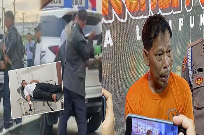 Juriadi (55) pelaku penusukan kondektur bus Damri di SPBU Nunyai, Rajabasa, Bandar Lampung, Lampung kini sudah ditetapkan tersangka dan terancam 5 tahun penjara