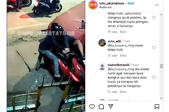 Viral komplotan maling bersenjata gasak Honda PCX keyless di Jakarta Utara