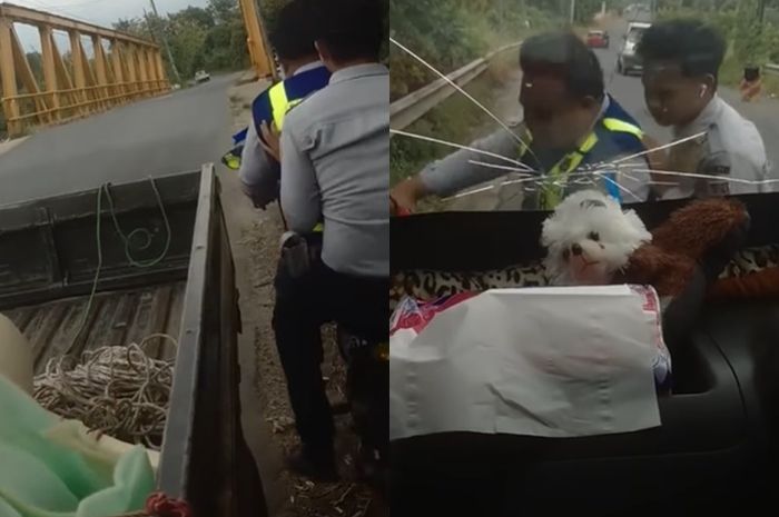 Momen mobil pikap dicegat, hingga oknum Dishub Lampung Tengah yang diduga memalak tancap gas.