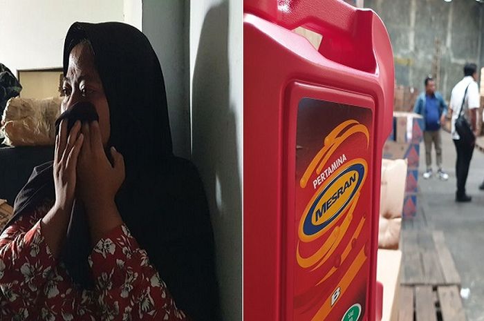 Yuli, admin gudang yang selama ini tak tahu tempatnya bekerja menjadi gudang penyimpanan oli palsu di Komplek Harmoni Warehouse No 8K, Kecamatan Percut Sei Tuan, Kabupaten Deli Serdang, Sumatera Utara