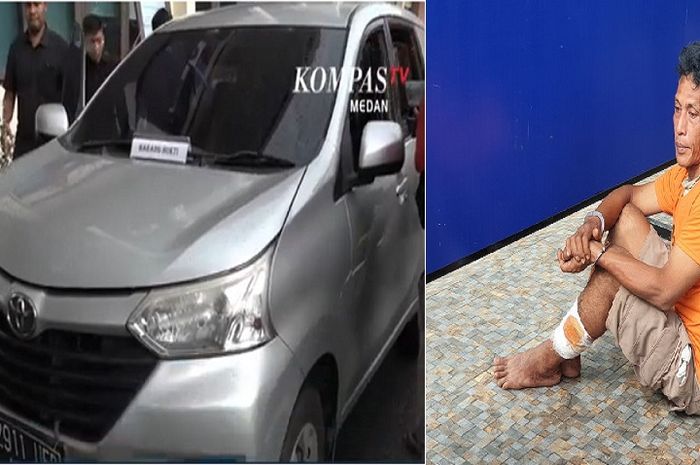 (foto kiri) Toyota Avanza milik sopir taksi online yang dibegal Fadli (foto kanan) dengan cara korban ditusuk berulang kali hingga tewas di Deli Serdang