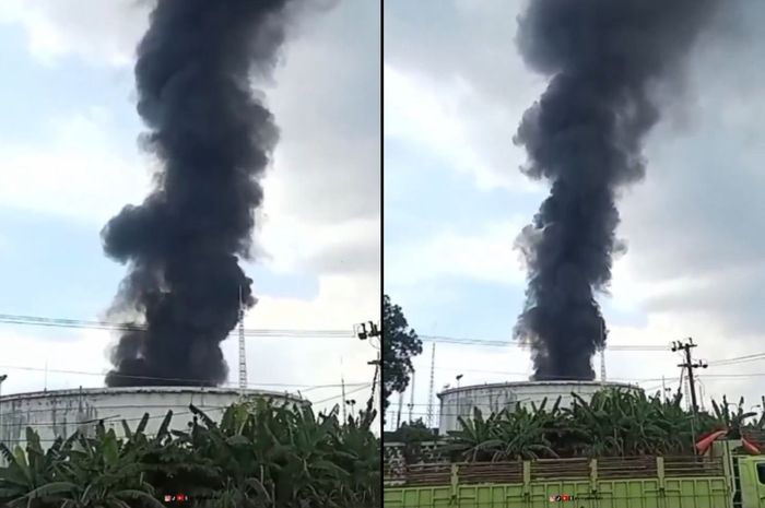Kilang Minyak Pertamina di kelurahan Lomanis, Cilacap terbakar hingga mengeluarkan asap hitam pekat, (27/2/25)