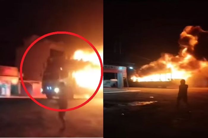 46 unit motor baru terbakar bersama truk pengangkut di wilayah Torgamba, Labuhanbatu Selantan (Labusel), Sumatera Utara (Sumut)