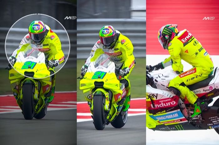 Airbag Franco Morbidelli tiba-tiba mengembang, membuatnya kekar layaknya Hulk di hari pertama MotoGP Amerika 2025