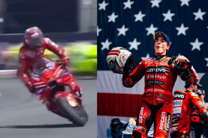 Marc Marquez hampir terjatuh pada awal balapan sprint MotoGP Amerika 2025