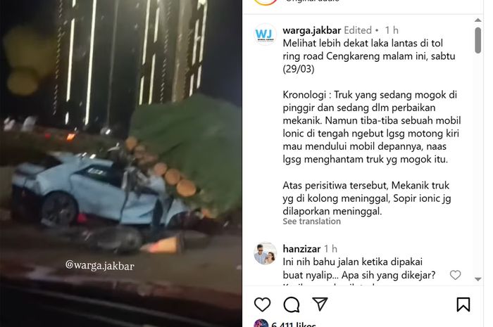 Hyundai IONIQ tusuk bak belakang truk hingga sebabkan tiga orang meregang nyawa