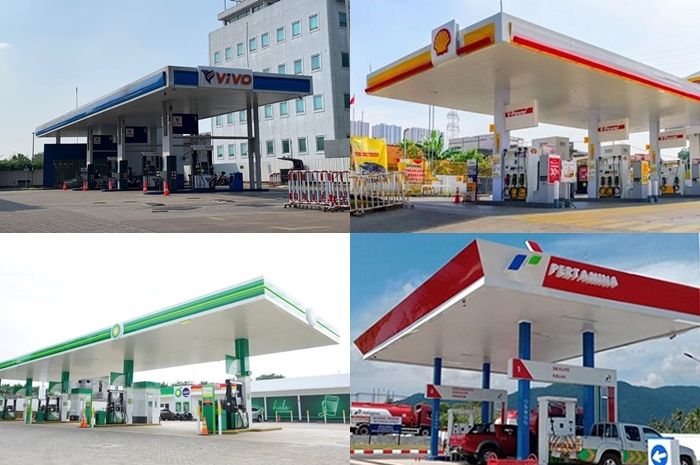 Foto ilustrasi SPBU Pertamina, Shell, BP, dan Vivo. Jelang akhir bulan, semua harga BBM turun?