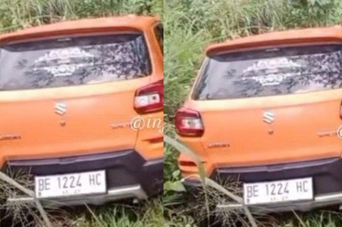 Suzuki S-Presso ditemukan warga di selokan, kondisi pengemudi jadi tanda tanya. Lingung usai mandi