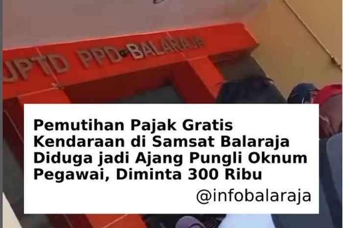 Cuplikan video pemilik kendaraan yang mengaku dimintai pungli Rp 300 ribu oleh petugas Samsat Balaraja untuk nembak KTP