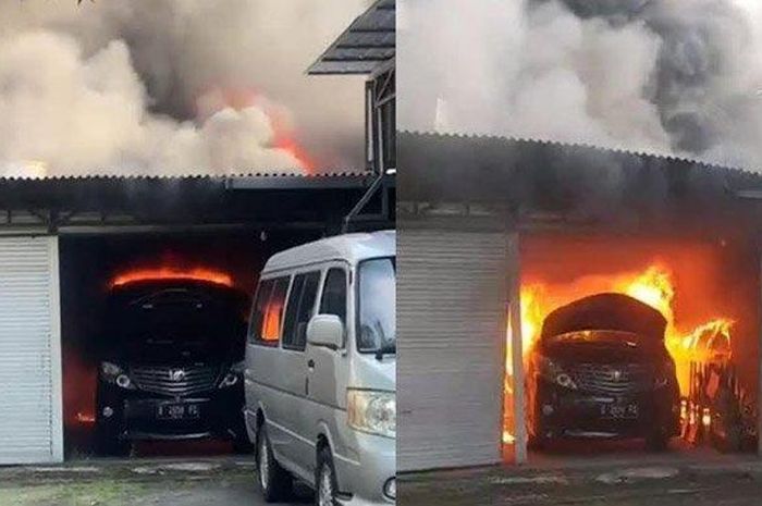 Beberapa mobil mewah milik mantan anggota DPR RI terbakar di Surabaya
