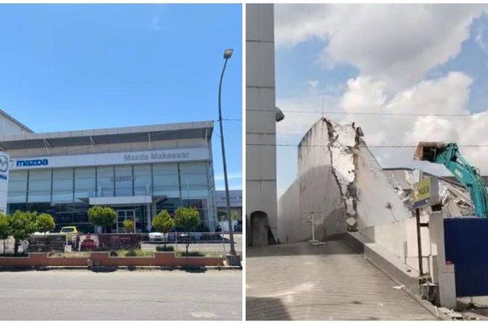Eksekusi lahan dealer Mazda di Jl AP Pettarani, Rappocini, kota Makassar, Sulawesi Selatan menggunakan tiga ekskavator