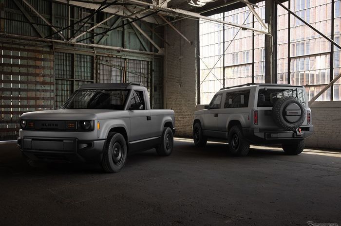 penampakan mobil listrik Slate Truck EV, bisa berubah dari pick up ke SUV
