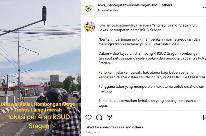 Rombongan moge terobos lampu merah di Sragen dengan dikawal polisi