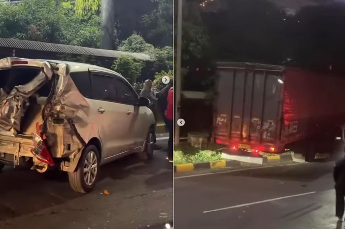 Kondisi tabrakan beruntun 10 kendaraan di exit tol Bekasi Barat, sekitar pukul 18:15 WIB, (4/6/25)