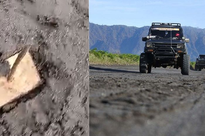 Foto (kiri) ranjau paku yang ditemukan ditanami di sejumlah titik di lautan pasir gunung Bromo, kabupaten Probolinggo, Jawa Timur