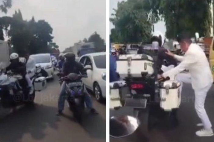 Gubernur Jawa Barat, Dedi Mulyadi yang minta ditilang setelah terjebak macet usai menaiki motor patwal tanpa memakai helm.  