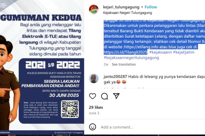 Jika tidak melunasi denda, kendaraan sitaan sejak 2021 akan dilelang