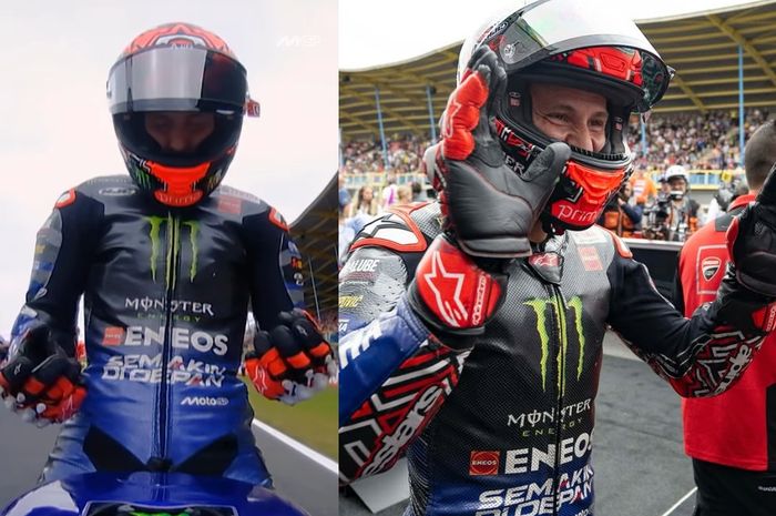 Fabio Quartararo berdoa sebelum balapan sprint MotoGP Belanda 2025