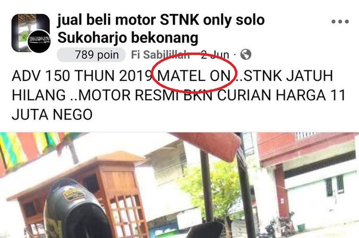 Group jual beli motor STNK Only area Solo Raya yang menawarkan Honda ADV 150 2019 berstatus Matel On