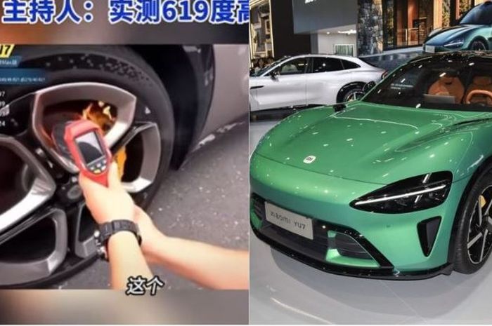 tangkap rem Xiaomi YU 7 Max terbakar setelah melakukan pengetesan di sirkuit