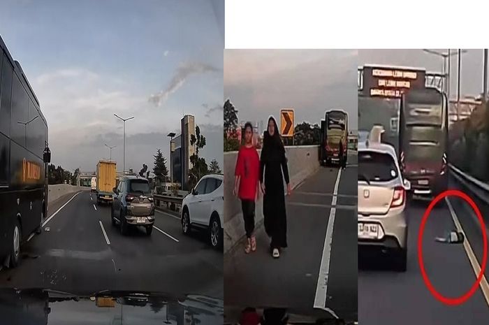 Anak kecil terlempar keluar dari dalam bus Mabes TNI AD di tol JORR, Jakarta Selatan