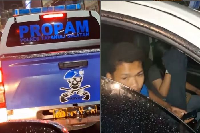 Sepasang remaja yang diduga berpacaran menggunakan mobil dinas Propam Polres Tapanuli Selatan