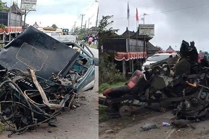 Daihatsu Feroza bak dicincang-cincang di Bali, petaka truk semen mluncur kencang bak peluru di jalan menurun