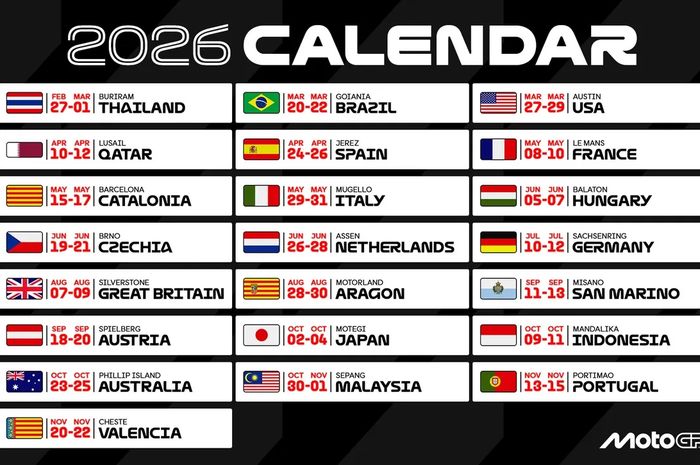 Kalender resmi MotoGP 2026