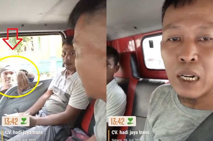 Preman Tanah Abang, Jakarta Pusat inisial MR (33) dalam lingkaran kuning dan tanah panah merah yang memalak sopir truk boks modus pengawalan ditangkap Polisi