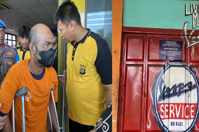 (Foto kiri ) Achmad Wahyu Pribadi, pemilik bengkel Vespa ternama di Jl Cipendawa, Rawalumbu, Kota Bekasi yang menipu belasan orang hingga merugikan Rp 2 miliar
