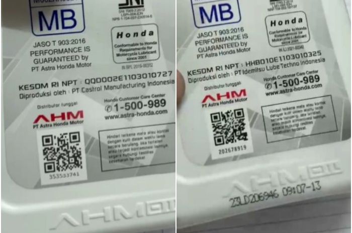 Beredar barcode oli mesin palsu, begini cara membedakannya 