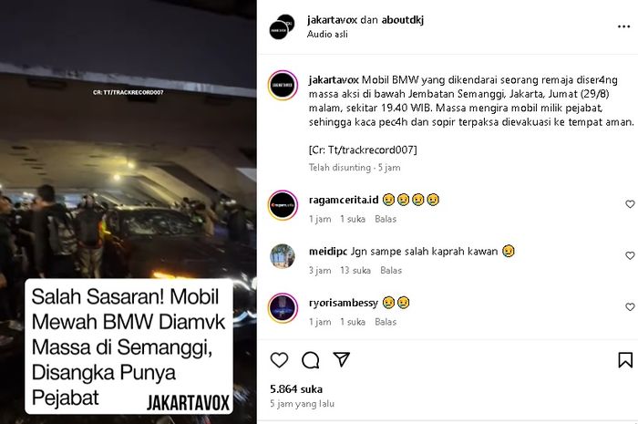 BMW seri 7 jadisasaran amukan massa demo di Semanggi