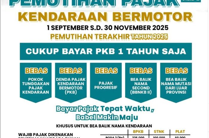 Program pemutihan pajak kendaraan Jilid 2 kembali digelar di provinsi Kepulauan Bangka Belitung