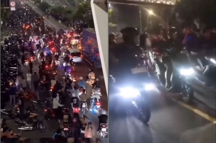 Aksi balap liar yang kembali terjadi di Jl Ahmad Yani, Bekasi Selatan, Kota Bekasi, Jawa Barat