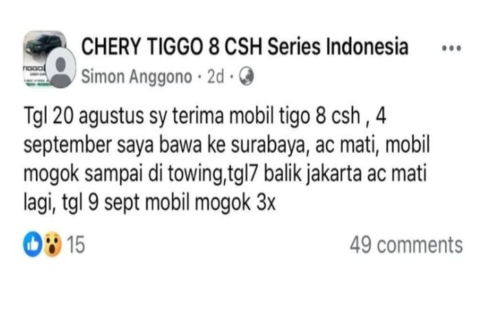 Penjelasan Chery Tentang Mesin Tiggo 8 CSH Berhenti Mendadak