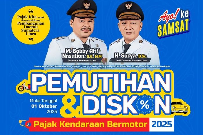 Pemutihan pajak kendaraan di provinsi Sumatera Utara yang dipimpin pasangan M. Bobby Afif Nasution dan H. Surya mulai 1 Oktober 2025