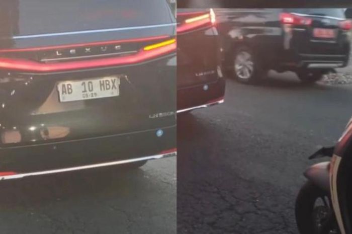 Mobil Lexus LM 350h milik Gubernur Daerah Istimewa Yogyakarta, Sri Sultan Hamengkubuwono X disalip rombongan pejabat lengkap dengan strobo dan sirene saat berhenti lampu merah
